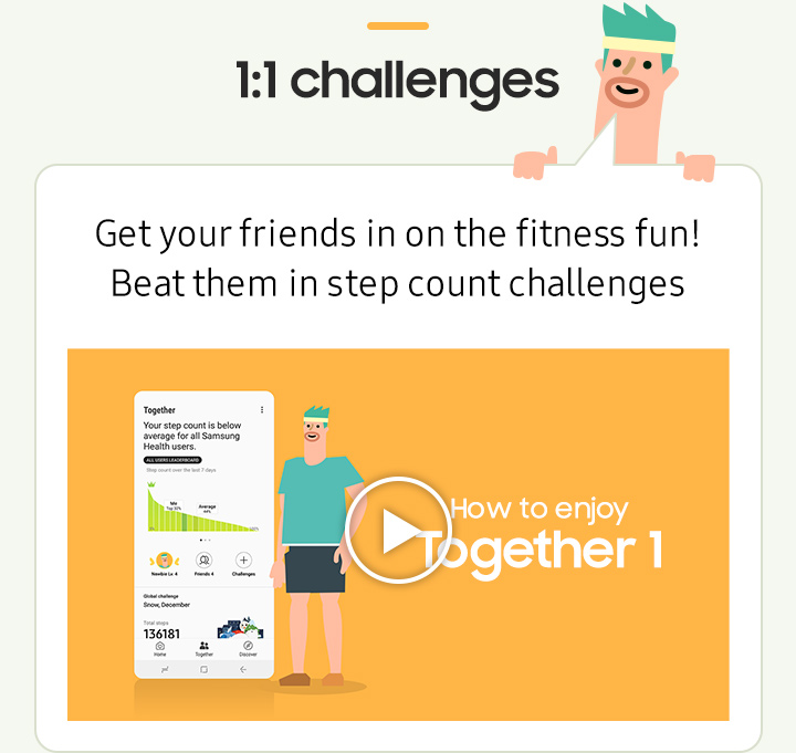 Get your friends in on the fitness fun! Beat them in step count challenges