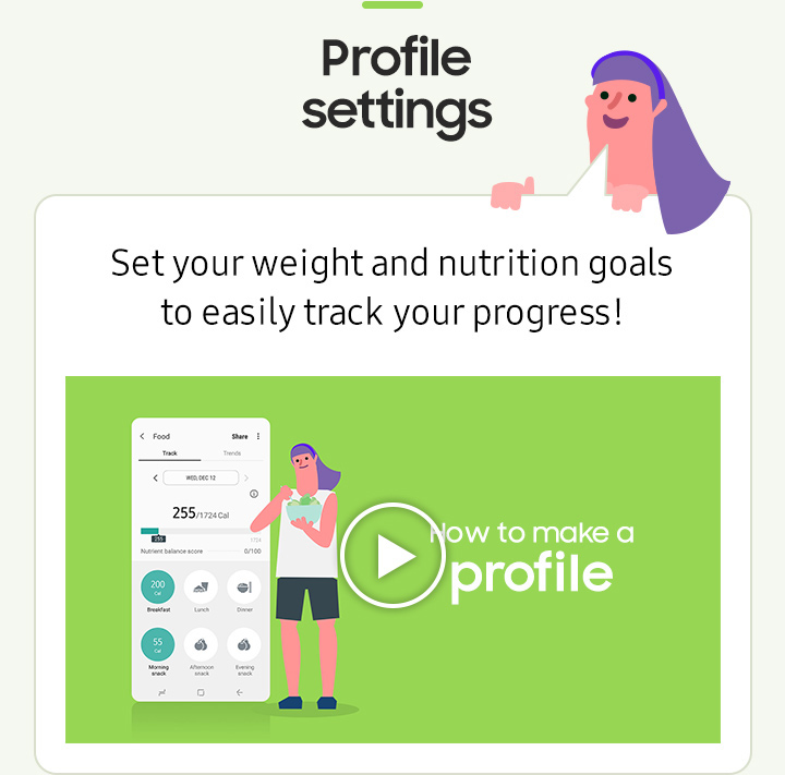 Set your weight and nutrition goals to easily track your progress!