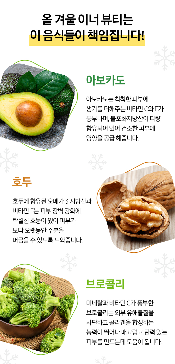 올겨울 이너 뷰티는 이 음식들이 책임집니다- 아보카도, 호두, 브로콜리